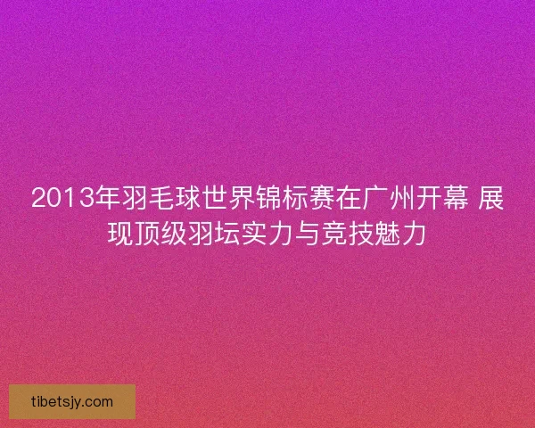 2013年羽毛球世界锦标赛在广州开幕 展现顶级羽坛实力与竞技魅力
