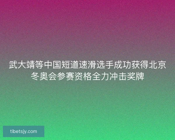 武大靖等中国短道速滑选手成功获得北京冬奥会参赛资格全力冲击奖牌 武大靖等中国短道速滑选手成功获得北京冬奥会参赛资格全力冲击奖牌